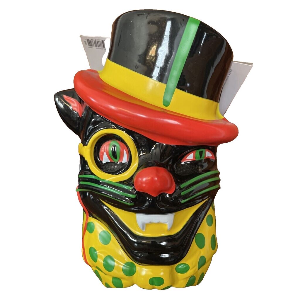 New Dapper Black Cat  9" x 11" Plastic Face Mask Classic Style